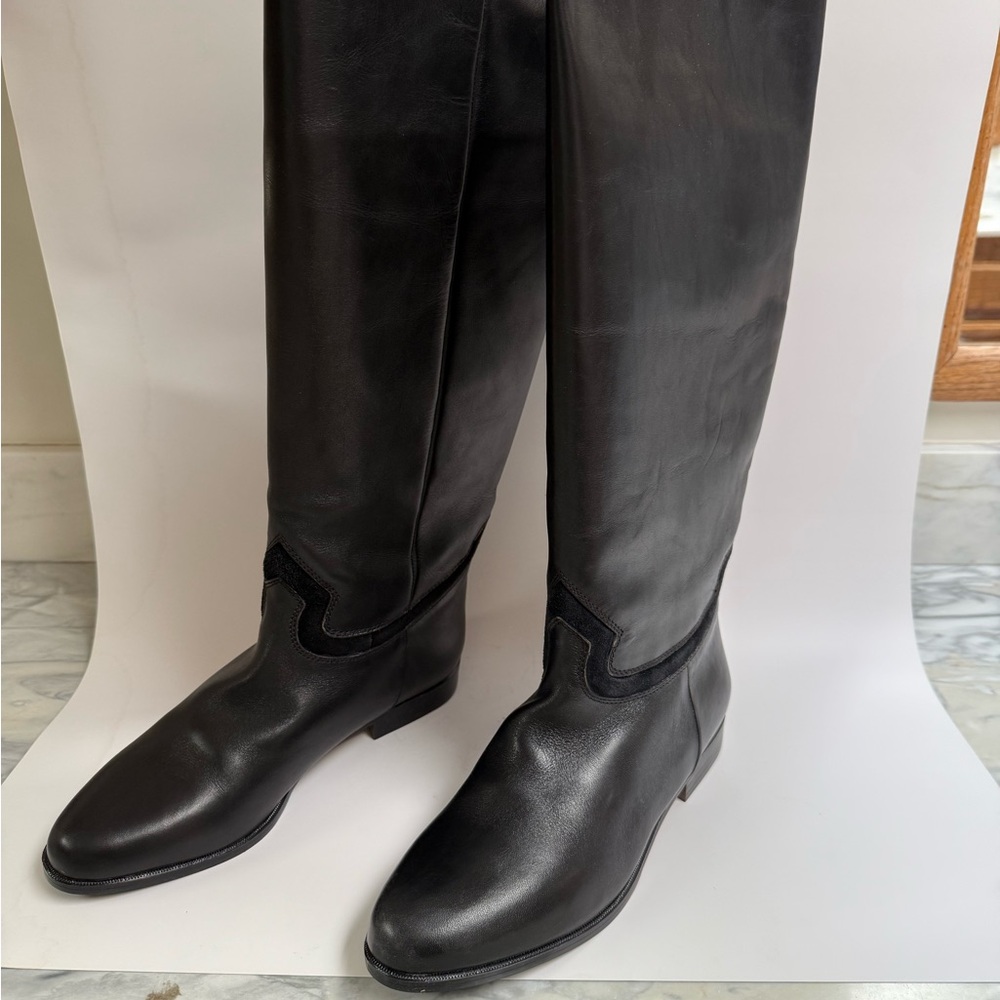 Balenciaga Black and Tan Leather Boots